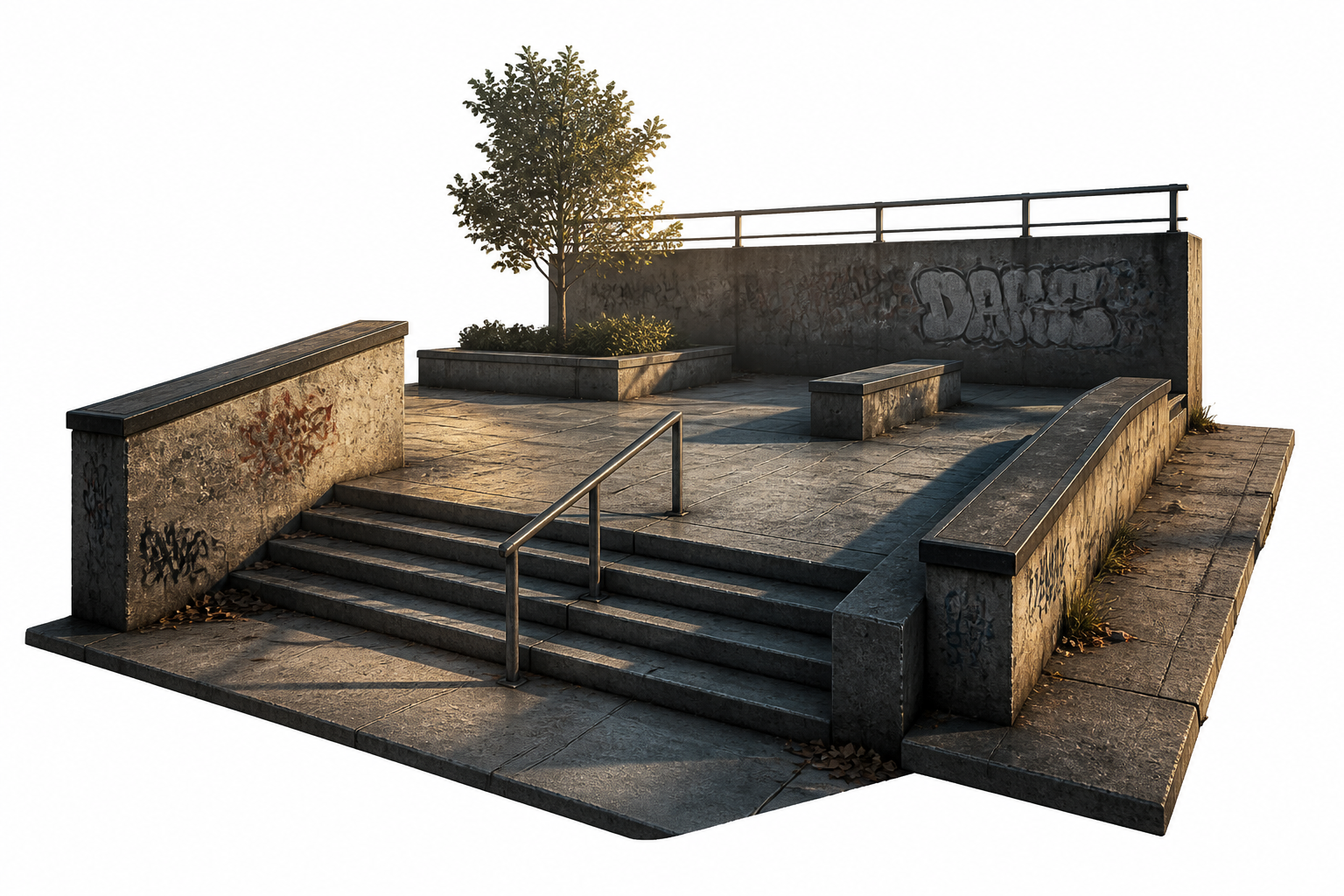 Empty urban training spot at dawn